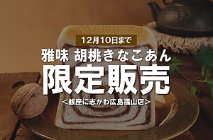 ＜12月限定＞胡桃ときなこあんの黄金比『雅味 胡桃きなこあん』冬に咲く、和の甘み【銀座に志かわ広島福山店】